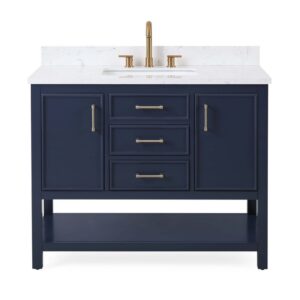 Chans Furniture QT-7220-NB42 42 Inches Tennant Brand Color Finish Single Sink Bathroom Vanity In Navy Blue