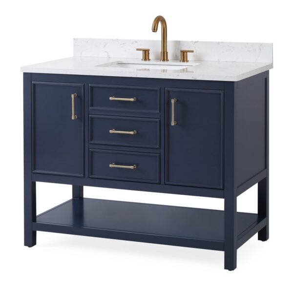 Chans Furniture QT-7220-NB42 42 Inches Tennant Brand Color Finish Single Sink Bathroom Vanity In Navy Blue