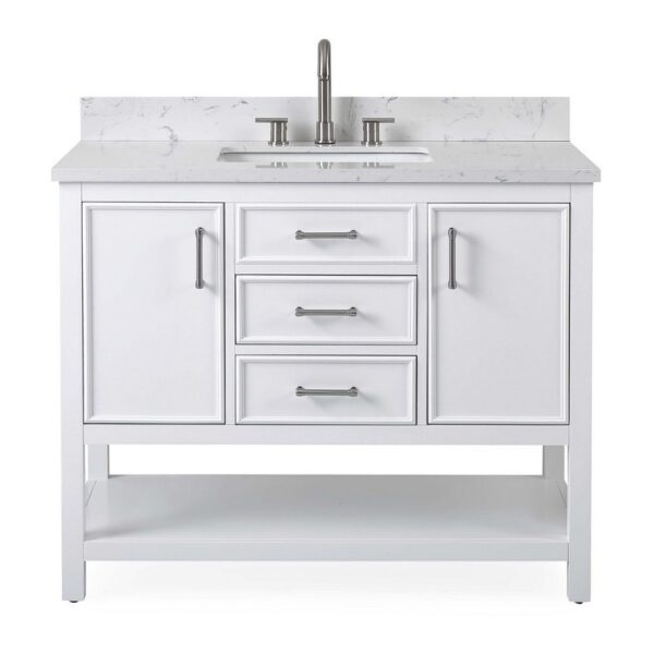 Chans Furniture QT-7220-W42 42 Inches Tennant Brand Single Sink Bathroom Vanity In White Finish