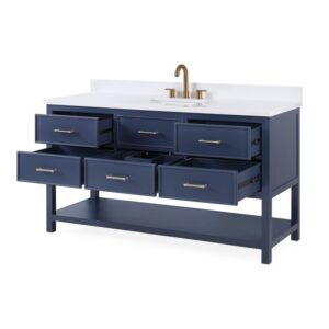 Chans Furniture GD-7440-NB60S 60 Inches Tennant Brand Color Felton Bathroom Sink Vanity In Navy Blue