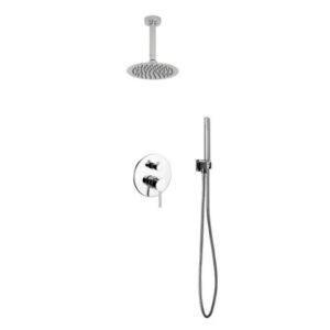 Kubebath R-CR8HH2V Aqua Rondo Shower Set with 8 Inch Ceiling Mount Round Rain Showerhead and Handheld