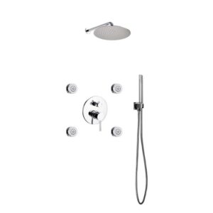 Kubebath KB RWR12TFHH3V Aqua Rondo Shower Set with 12 Inch Rain Shower, Handheld and Tub Filler