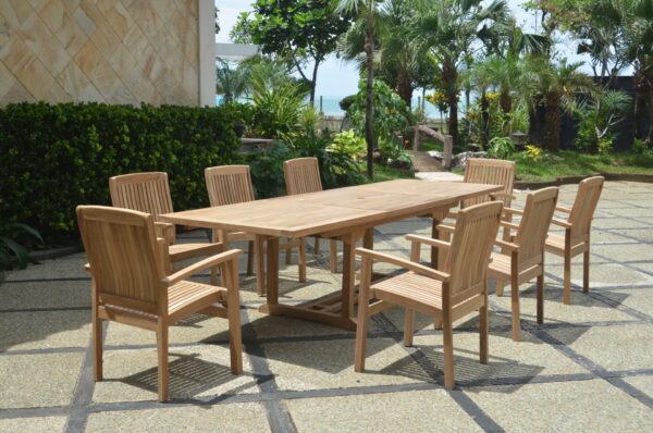 Anderson Bahama Stackable Sahara 9-Pieces Rectangular Dining Set A