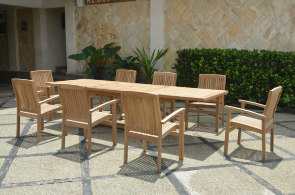 Anderson Bahama Stackable Sahara 9-Pieces Rectangular Dining Set A