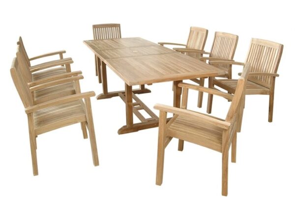 Anderson Bahama Stackable Sahara 9-Pieces Rectangular Dining Set B