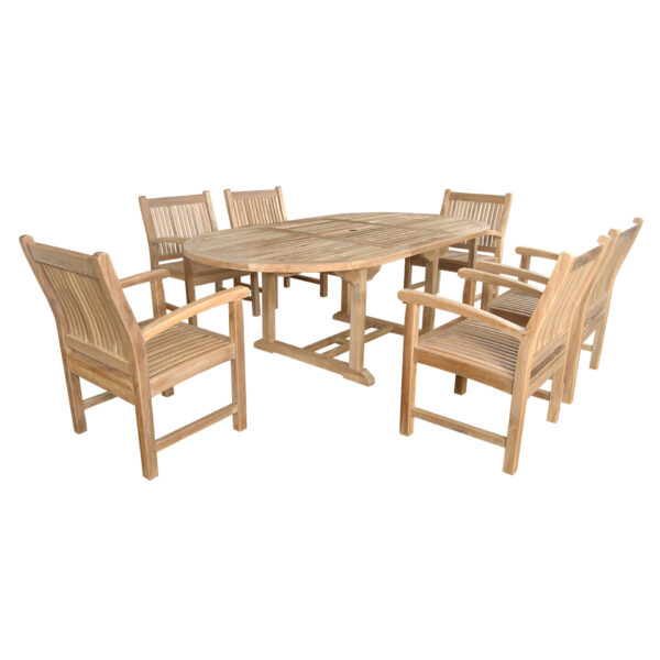 Anderson Bahama Sahara Armchair 7-Pieces 87" Oval Dining Set