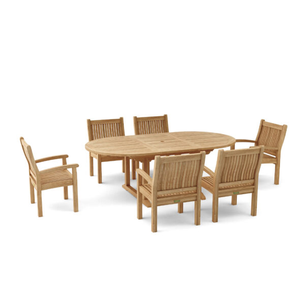 Anderson Bahama Sahara Armchair 7-Pieces 87" Oval Dining Set