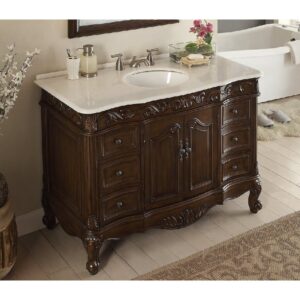 Chans Furniture CF-3882W-TK-48 48 Inch Benton Collection Classic Style Beckham Bathroom Sink Vanity in Dark Brown