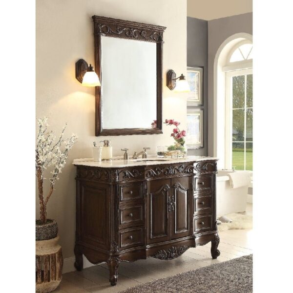 Chans Furniture CF-3882W-TK-48 48 Inch Benton Collection Classic Style Beckham Bathroom Sink Vanity in Dark Brown