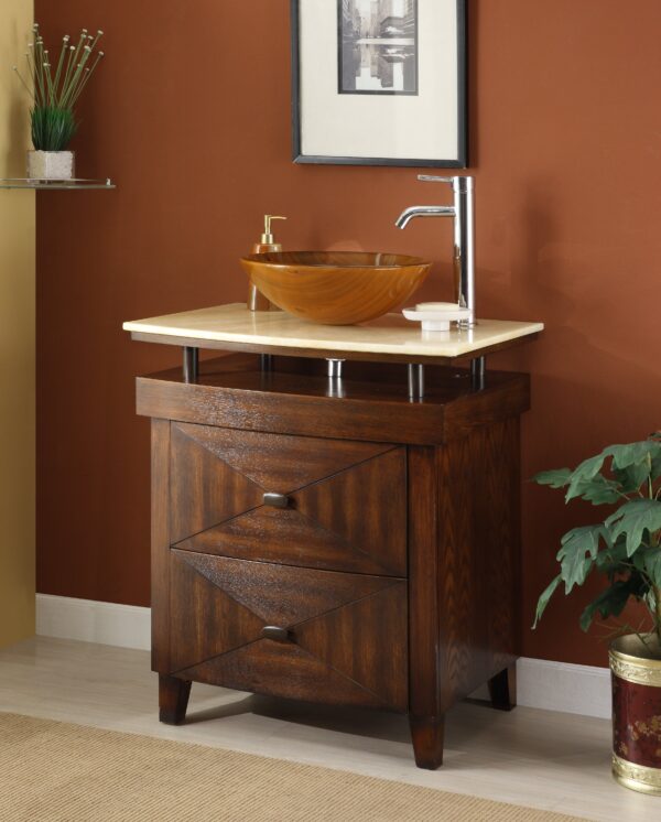 Chans Furniture SW029 Verdana 28 Inch Dark Brown Vessel Sink Bathroom Vanity