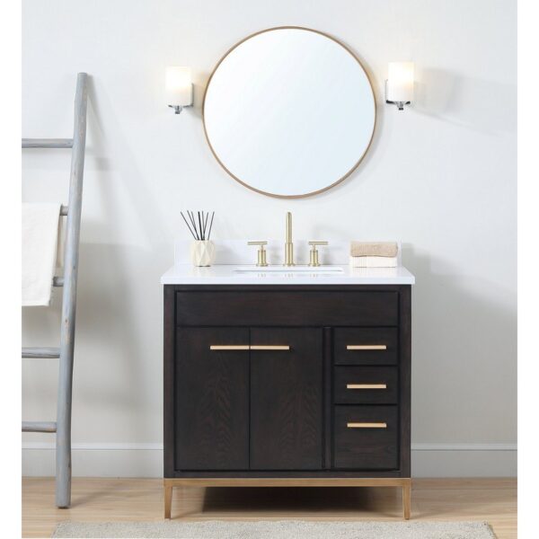 Chans Furniture TB-9838DK-V36 36 Inch Tennant Brand Modern Style Beatrice Bathroom Sink Vanity in Wenge