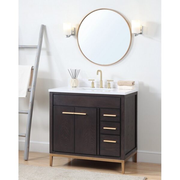 Chans Furniture TB-9838DK-V36 36 Inch Tennant Brand Modern Style Beatrice Bathroom Sink Vanity in Wenge