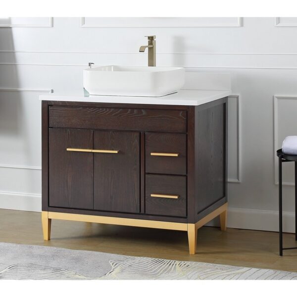 Chans Furniture TB-9936DK-36QT 36 Inches Tennant Brand Modern Style With Beatrice Vessel Single Sink Bathroom Vanity