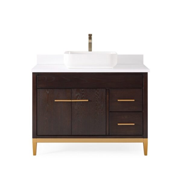 Chans Furniture TB-9942DK-42QT 42 Inches Tennant Brand Modern Style With Beatrice Vessel Single Sink Bathroom Vanity