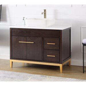 Chans Furniture TB-9942DK-42QT 42 Inches Tennant Brand Modern Style With Beatrice Vessel Single Sink Bathroom Vanity