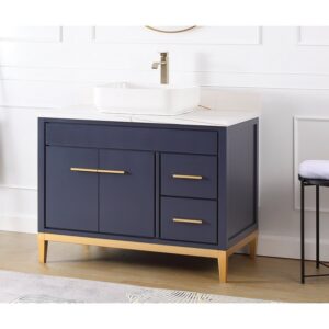 Chans Furniture TB-9942NB-42U 42 Inches Tennant Brand Modern Style With Beatrice Vessel Single Sink Bathroom Vanity In Navy Blue