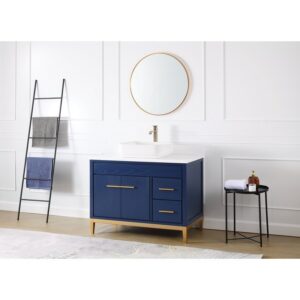 Chans Furniture TB-9942VB-42QT 42 Inches Tennant Brand Modern Style With Beatrice Vessel Single Sink Bathroom Vanity In Blue