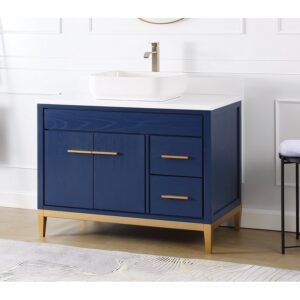 Chans Furniture TB-9942VB-42QT 42 Inches Tennant Brand Modern Style With Beatrice Vessel Single Sink Bathroom Vanity In Blue