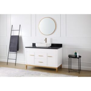 Chans Furniture TB-9948WT-48BK 48 Inches Tennant Brand Modern Style With Beatrice Vessel Single Sink Bathroom Vanity In White