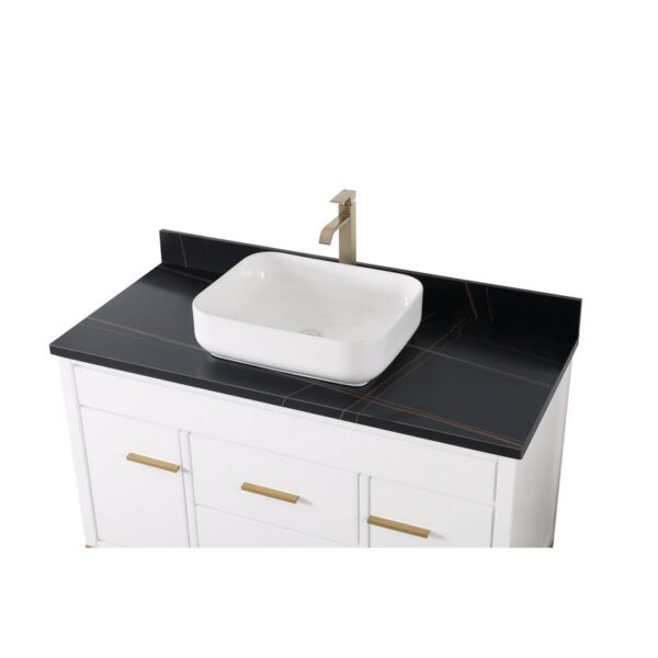 Chans Furniture TB-9948WT-48BK 48 Inches Tennant Brand Modern Style With Beatrice Vessel Single Sink Bathroom Vanity In White