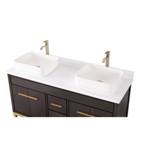 Chans Furniture TB-9960DK-60QT 60 Inches Tennant Brand With Beatrice Vessel Double Sink Bathroom Vanity