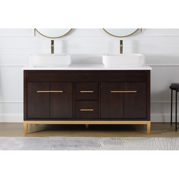 Chans Furniture TB-9960DK-60QT 60 Inches Tennant Brand With Beatrice Vessel Double Sink Bathroom Vanity