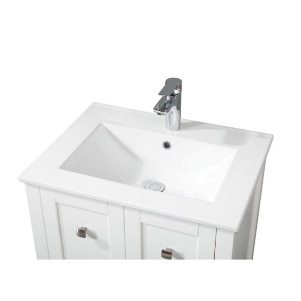 Chans Furniture WFS-85033W 25 Inch Tennant Brand Vermezzo Modern Small Slim White Bathroom Vanity in White