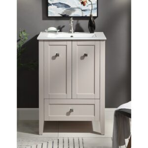 Chans Furniture WFS-85053TP 25 Inch Tennant Brand Vermezzo Modern Small Slim Taupe Bathroom Vanity in Taupe