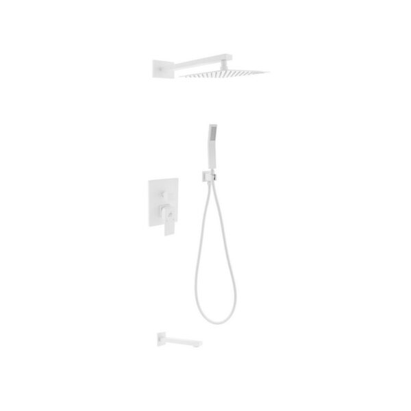 Kubebath KB WR200TFHH3V Aqua Piazza Shower Set with 8 Inch Square Rain Shower, Tub Filler and Handheld