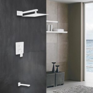 Kubebath KB WR300TF2V Aqua Piazza Shower Set with 12 Inch Square Rain Shower and Tub Filler