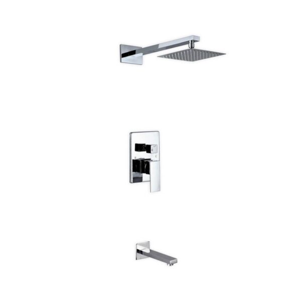 Kubebath KB WR200TF2V Aqua Piazza Shower Set with 8 Inch Square Rain Shower and Tub Filler