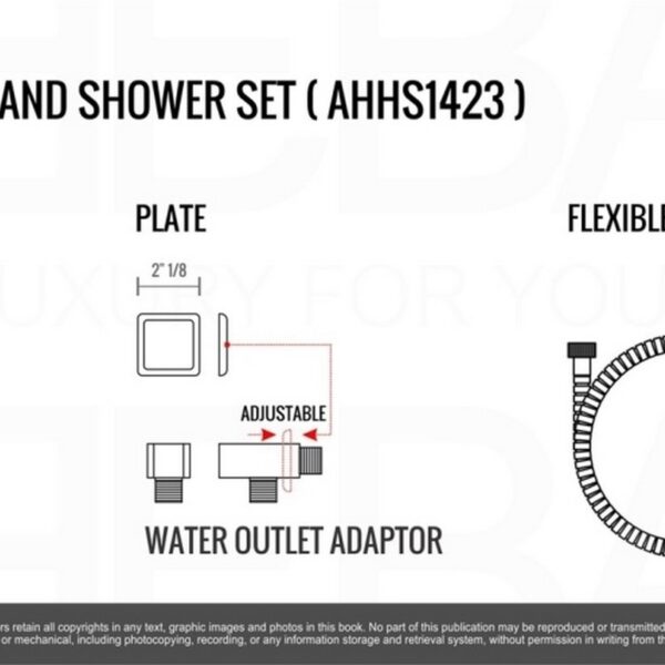 Kubebath KB WR3004JHH3V Aqua Piazza Shower Set with 12 Inch Square Rain Shower, Handheld and 4 Body Jets