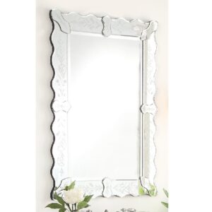 Chans Furniture YM-704-2536 Venosa 25 Inch Rectangular Framed Venetian Style Wall Mount Bathroom Vanity Mirror