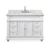 Chans Furniture ZK-1084W 48 Inch Italian Carrara Marble Top Kerianne Bathroom Sink Vanity Cabinet