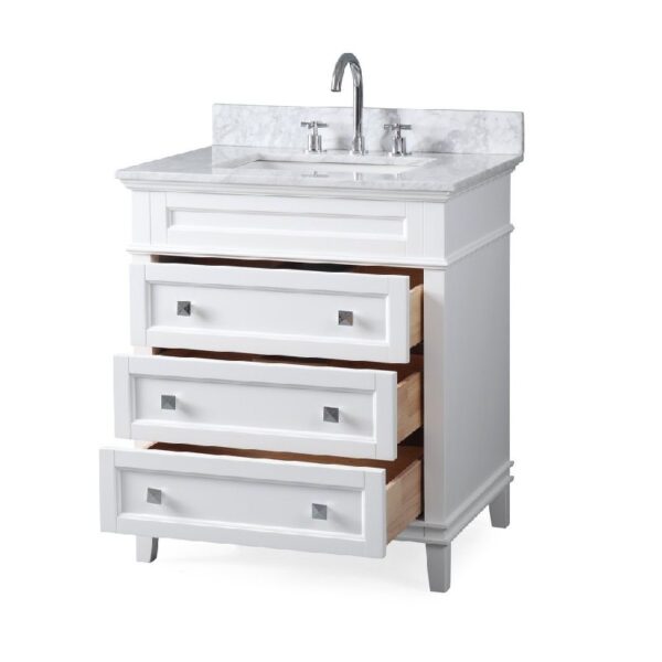 Chans Furniture ZK-1810-V30W 30 Inch Tennant Brand Felix Bathroom Vanity in White