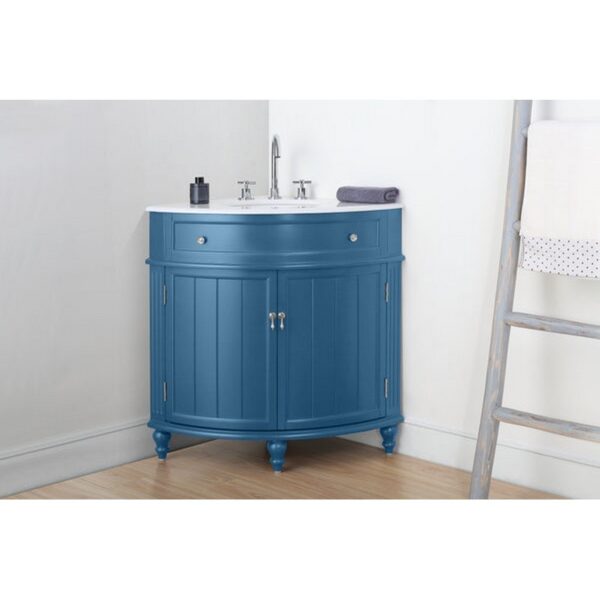 Chans Furniture ZK-47522TB Thomasville 24 Inch Bathroom Corner Vanity - Teal Blue