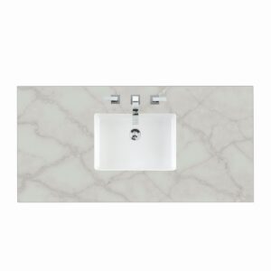 James Martin 050-S48-SNK 48 Inch Rectangular 8 Inch Widespread Porcelain Undermount Bathroom Sink