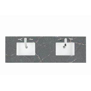 James Martin 050-S72-SNK 72 Inch Rectangular 8 Inch Widespread Porcelain Undermount Bathroom Sink