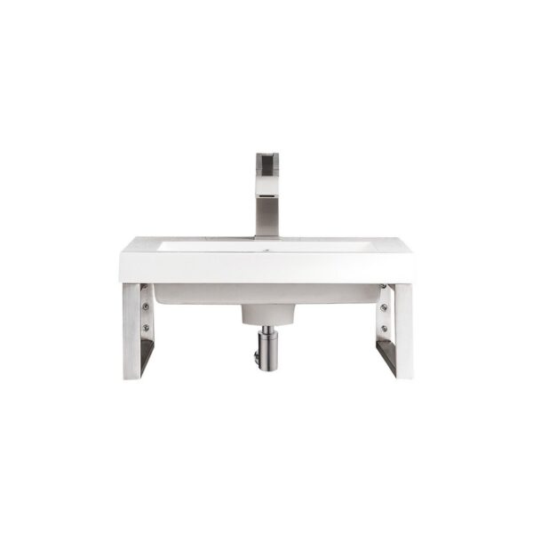 James Martin 055BK16BNK20WG2 Two Boston 15 1/4 Inch Wall Brackets in Brushed Nickel with 20 Inch White Glossy Composite Countertop