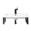 James Martin 055BK18MBK23.6WG2 Boston 23 5/8 Inch Floating Console with White Glossy Composite Countertop - Matte Black