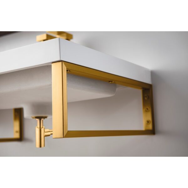 James Martin 055BK18RGD47WG2 Three Boston 18 Inch Wall Brackets in Radiant Gold with 47 Inch White Glossy Composite Countertop