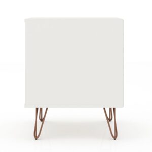 Manhattan Comfort Rockefeller 1.0 Mid-Century- Modern Nightstand with 1-Drawer in White