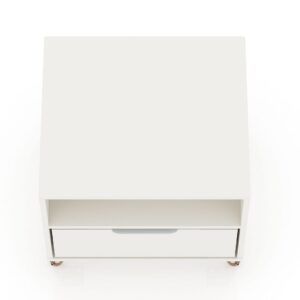 Manhattan Comfort Rockefeller 1.0 Mid-Century- Modern Nightstand with 1-Drawer in White