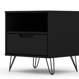 Manhattan Comfort Rockefeller 1.0 Mid-Century- Modern Nightstand with 1-Drawer in Black