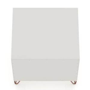 Manhattan Comfort Rockefeller 1.0 Mid-Century- Modern Nightstand with 1-Drawer in Off White and Nature