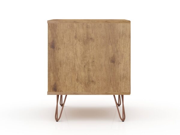 Manhattan Comfort Rockefeller 1.0 Mid-Century- Modern Nightstand with 1-Drawer in Nature and Rose Pink