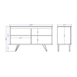 Manhattan Comfort Tudor 53.15 Sideboard with 4 Shelves in White Matte and Maple Cream