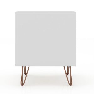 Manhattan Comfort Rockefeller 2.0 Mid-Century- Modern Nightstand with 2-Drawer in White