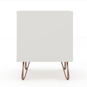 Manhattan Comfort Rockefeller 2.0 Mid-Century- Modern Nightstand with 2-Drawer in Off White and Nature