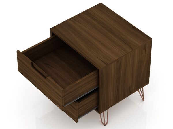 Manhattan Comfort Rockefeller 2.0 Mid-Century- Modern Nightstand with 2-Drawer in Brown